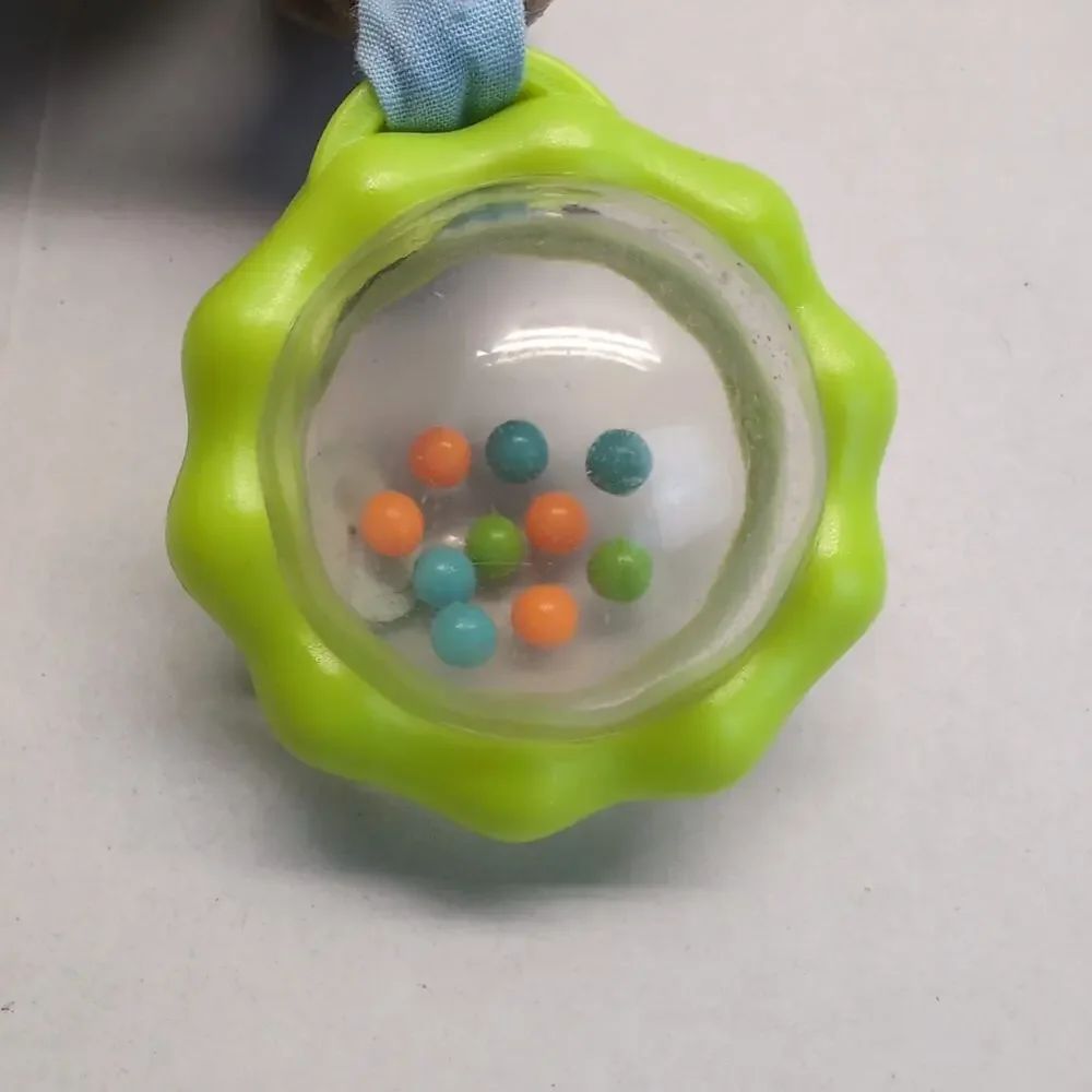 Carter's‎ Monkey Crib Toy Plush Baby Rattle Teether Hanging Blue Green Brown